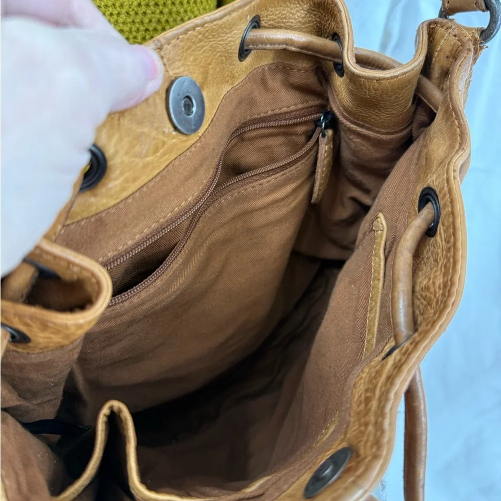 Unnamed leather woven hobo crossbody with drawstring purse